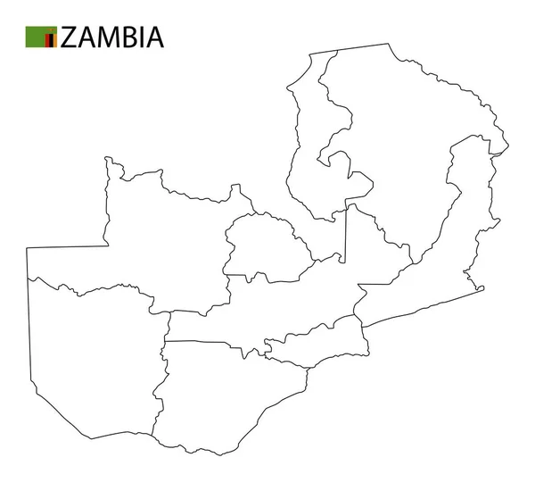 ザンビア地図 国の黒と白の詳細なアウトライン領域 ベクターイラスト — ストックベクタ
