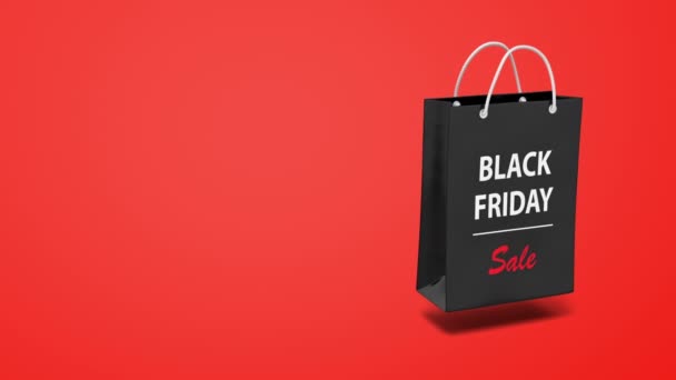 Rotativa Conceito Venda Black Friday Saco Compras Preto Girando Sobre — Vídeo de Stock