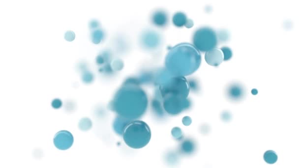 Яскравий Політ Круговій Бульбашки Білому Тлі Блакитний Світло Синій Бірюзовий — стокове відео
