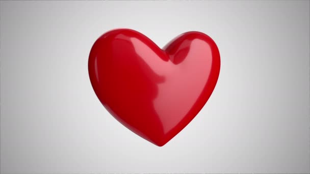 Animația unei inimi mari roșii pulsând pe un fundal luminos . — Videoclip de stoc