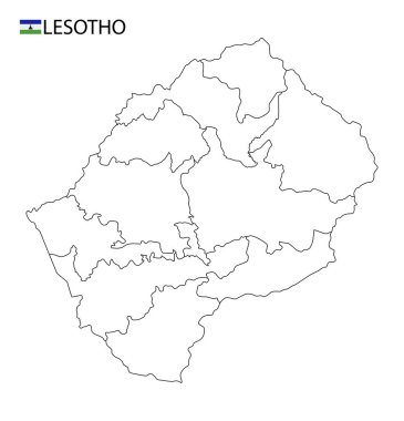 Lesotho haritası, ülkenin siyah beyaz ana hatları.
