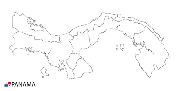 Mappa Panama Regioni Con Contorno Dettagliato Bianco Nero Del Paese — Vettoriale Stock