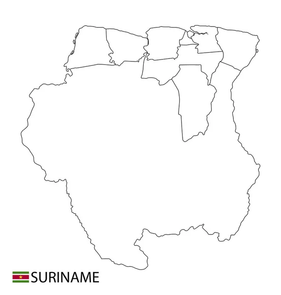 Suriname Map Black White Detailed Outline Regions Country Vector Illustration — Stock Vector