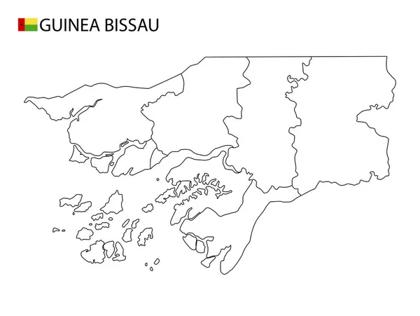 Карта Гвинеи-Бисау, черно-белые подробные наброски регионов страны. — стоковый вектор