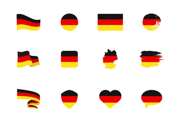 Banderas Alemania Colección Plana Banderas Diferentes Formas Doce Iconos Planos — Vector de stock