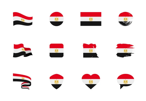 Egypt Flag Flat Collection Flags Different Shaped Twelve Flat Icons — Stock Vector