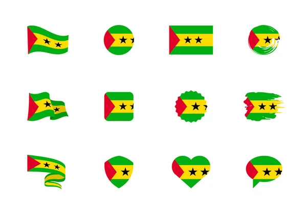 Sao Tome Principe Flag 콜렉션 모양의 아이콘으로 플래그 일러스트 — 스톡 벡터