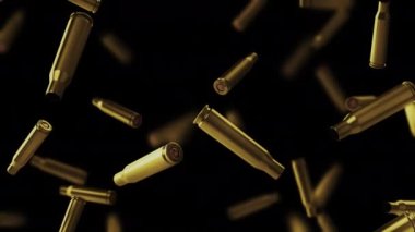 Siyah arka planda 7.62 kalibrelik kovanlardan ateşlenmiş..