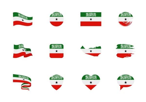Σημαία Somaliland - επίπεδη συλλογή. Σημαίες διαφορετικού σχήματος δώδεκα επίπεδες εικόνες. — Διανυσματικό Αρχείο
