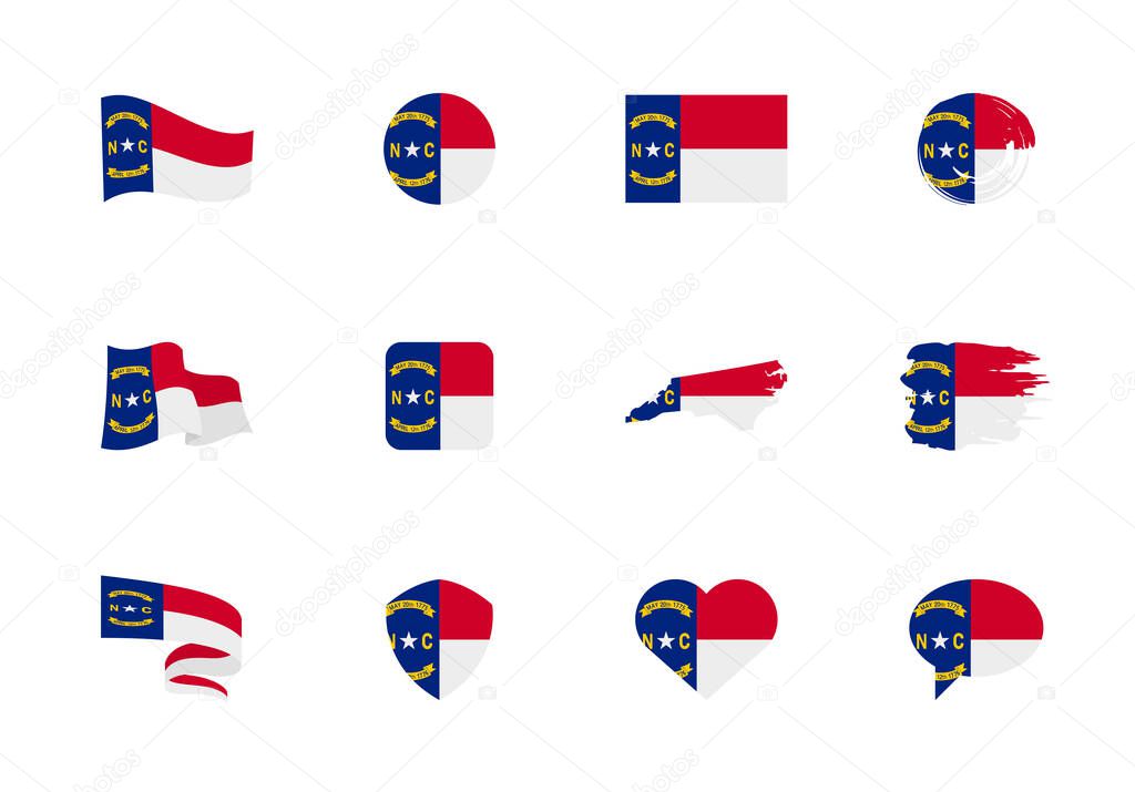 North Carolina - flat collection of US states flags.