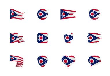 Ohio - ABD bayraklarının düz koleksiyonu.