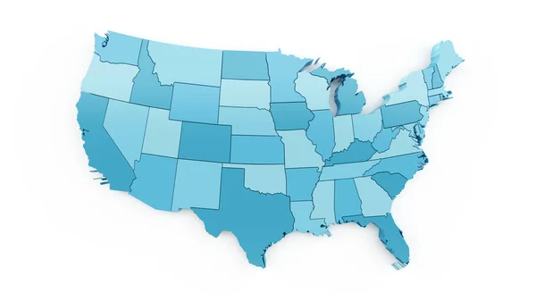 美国白种人绿松石色地区详细地图. — 图库照片