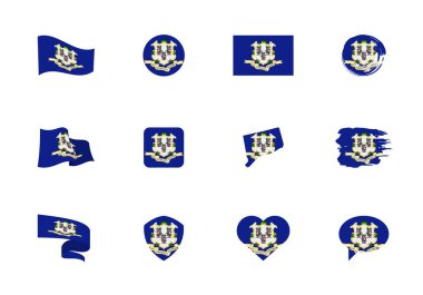 Connecticut - ABD bayraklarının düz koleksiyonu.