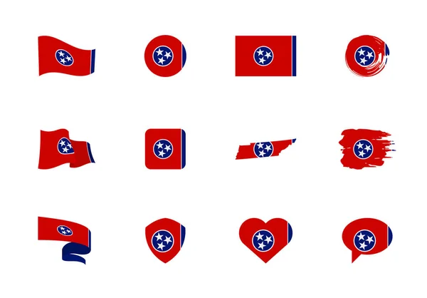 Tennessee - colección plana de banderas de los Estados Unidos. — Vector de stock