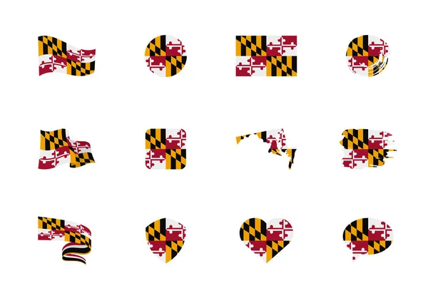 Maryland - vlakke collectie van Amerikaanse vlaggen. — Stockvector