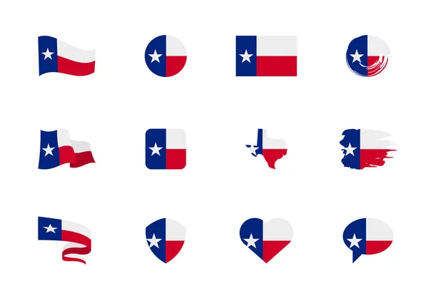 Texas - colección plana de banderas de los Estados Unidos. — Archivo Imágenes Vectoriales