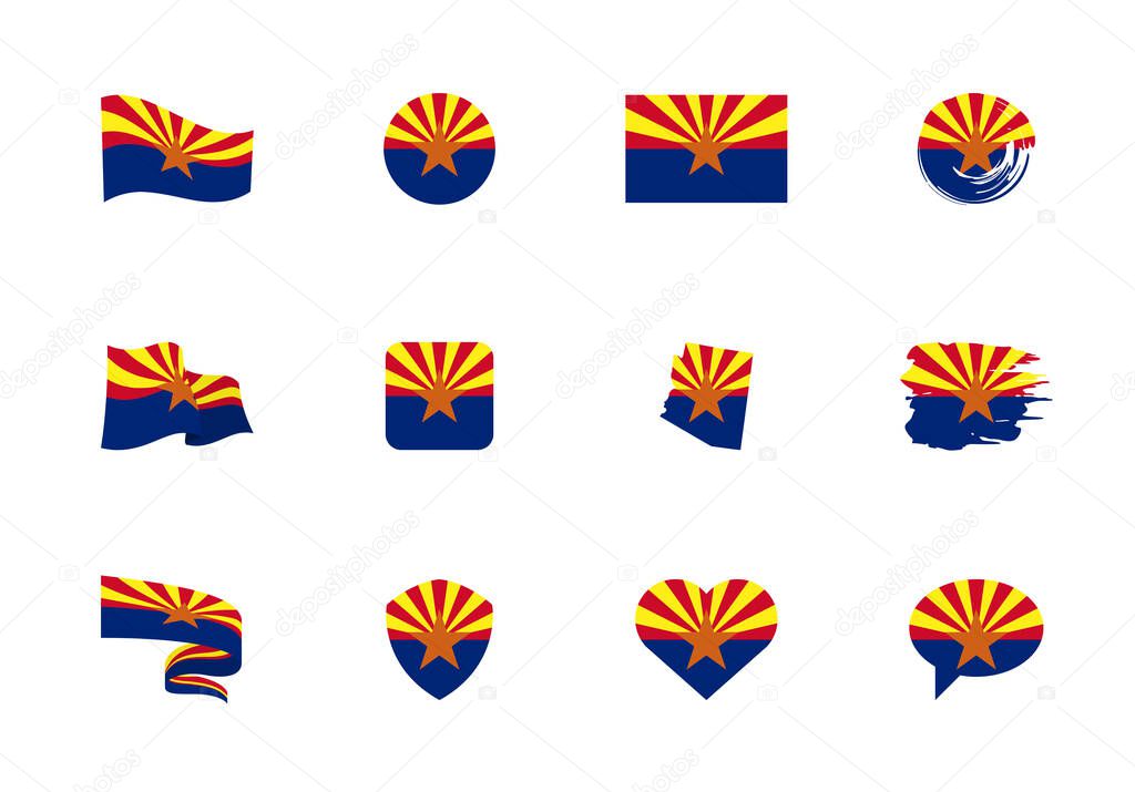 Arizona - flat collection of US states flags.
