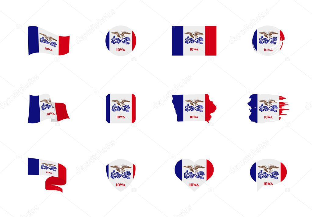 Iowa - flat collection of US states flags.