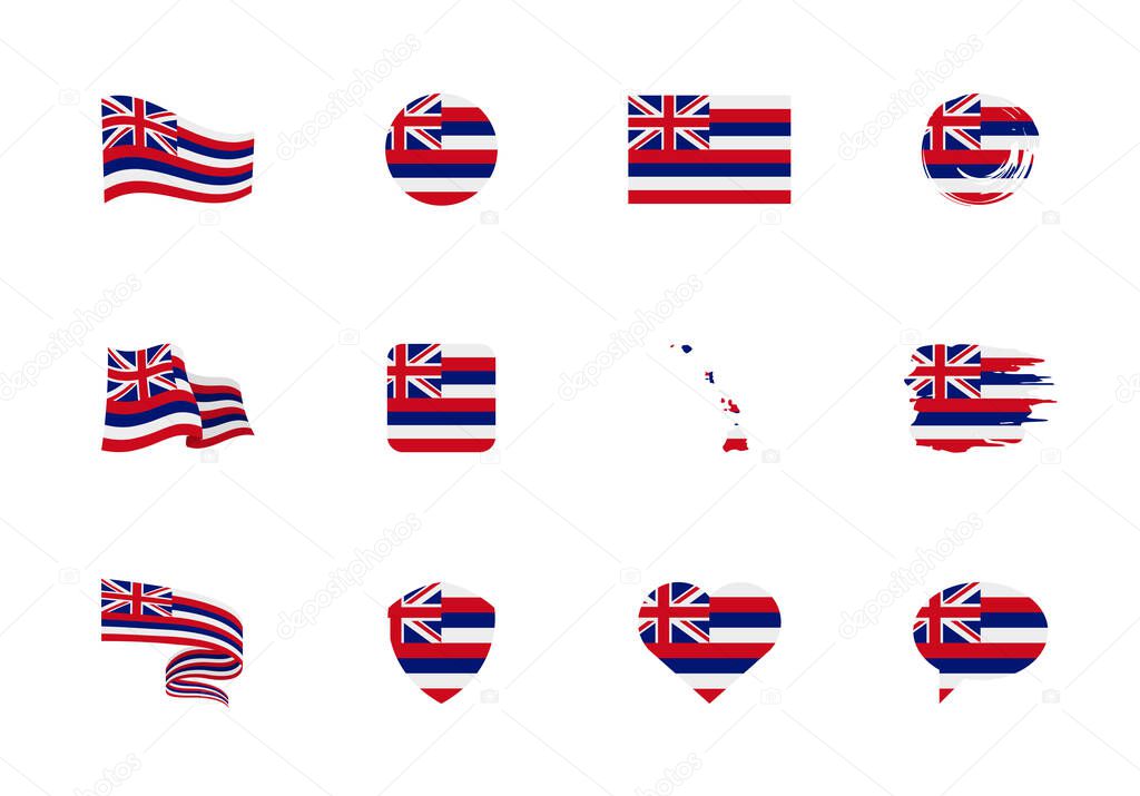 Hawaii - flat collection of US states flags.
