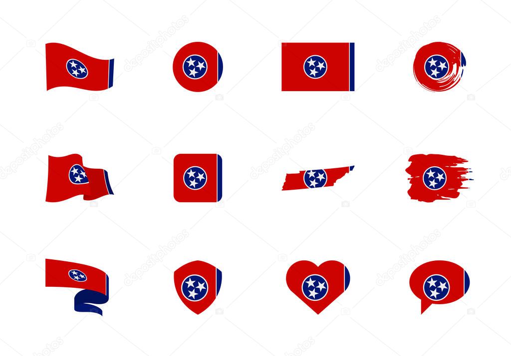 Tennessee - flat collection of US states flags.