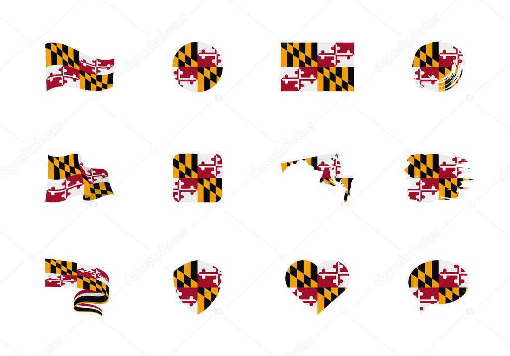 Maryland - flat collection of US states flags.
