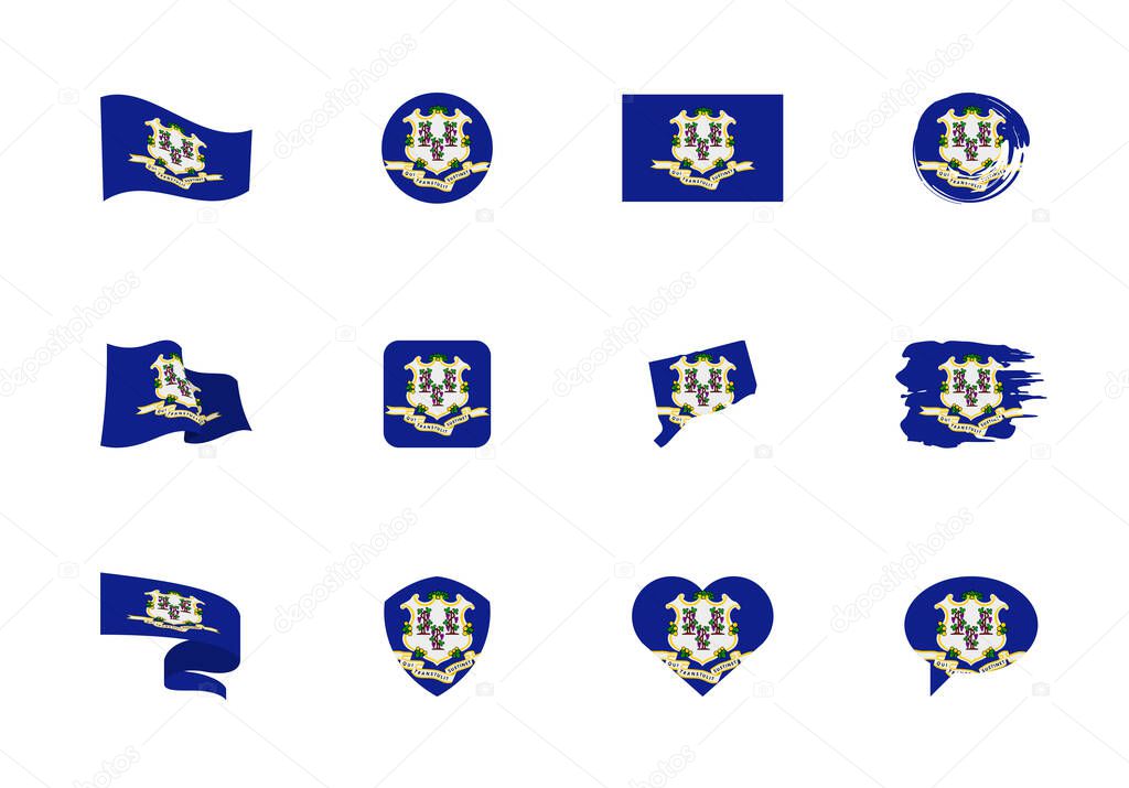 Connecticut - flat collection of US states flags.