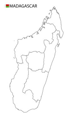 Madagaskar haritası, ülkenin siyah beyaz ana hatları..