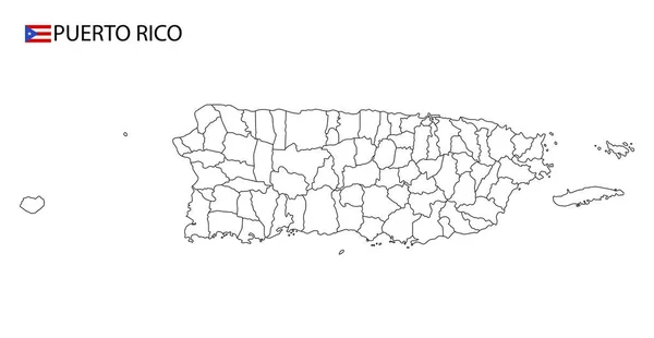 Mappa Porto Rico Bianco Nero Regioni Contorno Dettagliate Del Paese — Vettoriale Stock