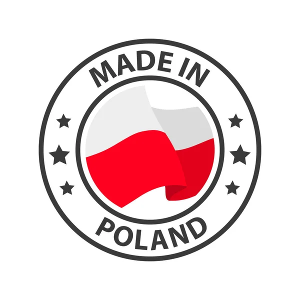 Lengyelországban Készült Ikon Ország Lobogójával Ellátott Pecsét — Stock Vector