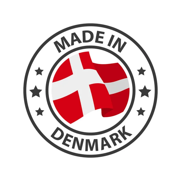 Hergestellt Dänemark Briefmarke Mit Landesflagge — Stockvektor