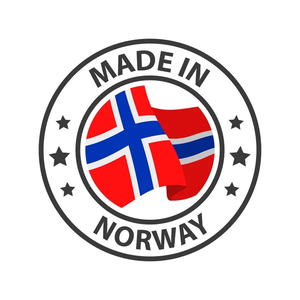 Vyrobeno Norsku Známka Vlajkou Země — Stockový vektor