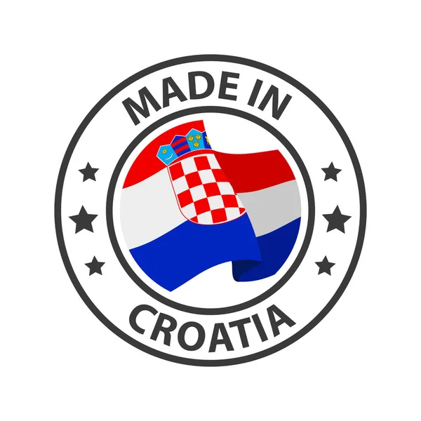 Vyrobeno Chorvatsku Ikona Známka Vlajkou Země — Stockový vektor