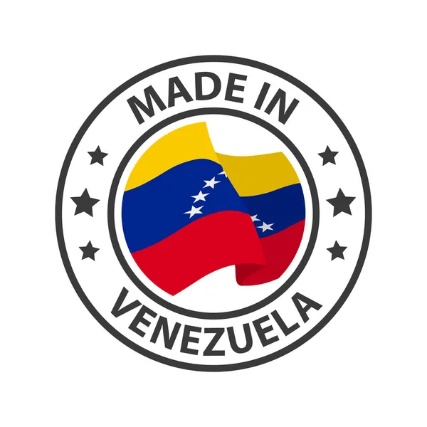 Vyrobeno Venezuele Známka Vlajkou Země — Stockový vektor