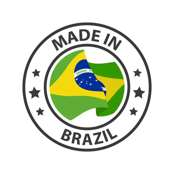 Brazíliában Készült Ország Lobogójával Ellátott Pecsét — Stock Vector