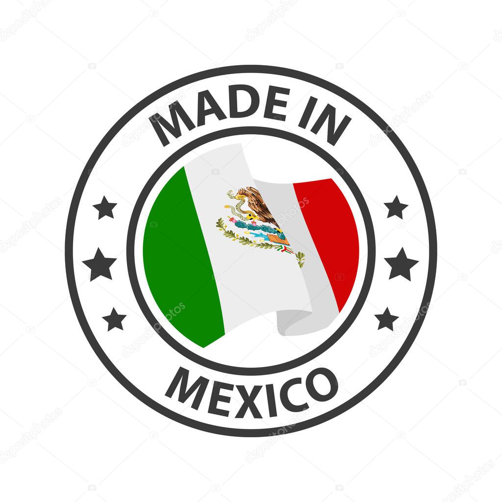 Made in Mexico icon. Stamp made in with country flag