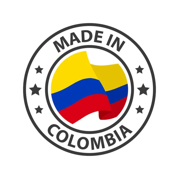 Icono Hecho Colombia Sello Hecho Con Bandera Del País — Vector de stock