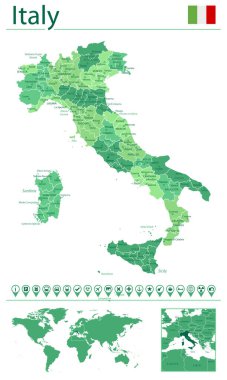 İtalya haritayı ve bayrağı detaylı olarak açıkladı. İtalya dünya haritasında.