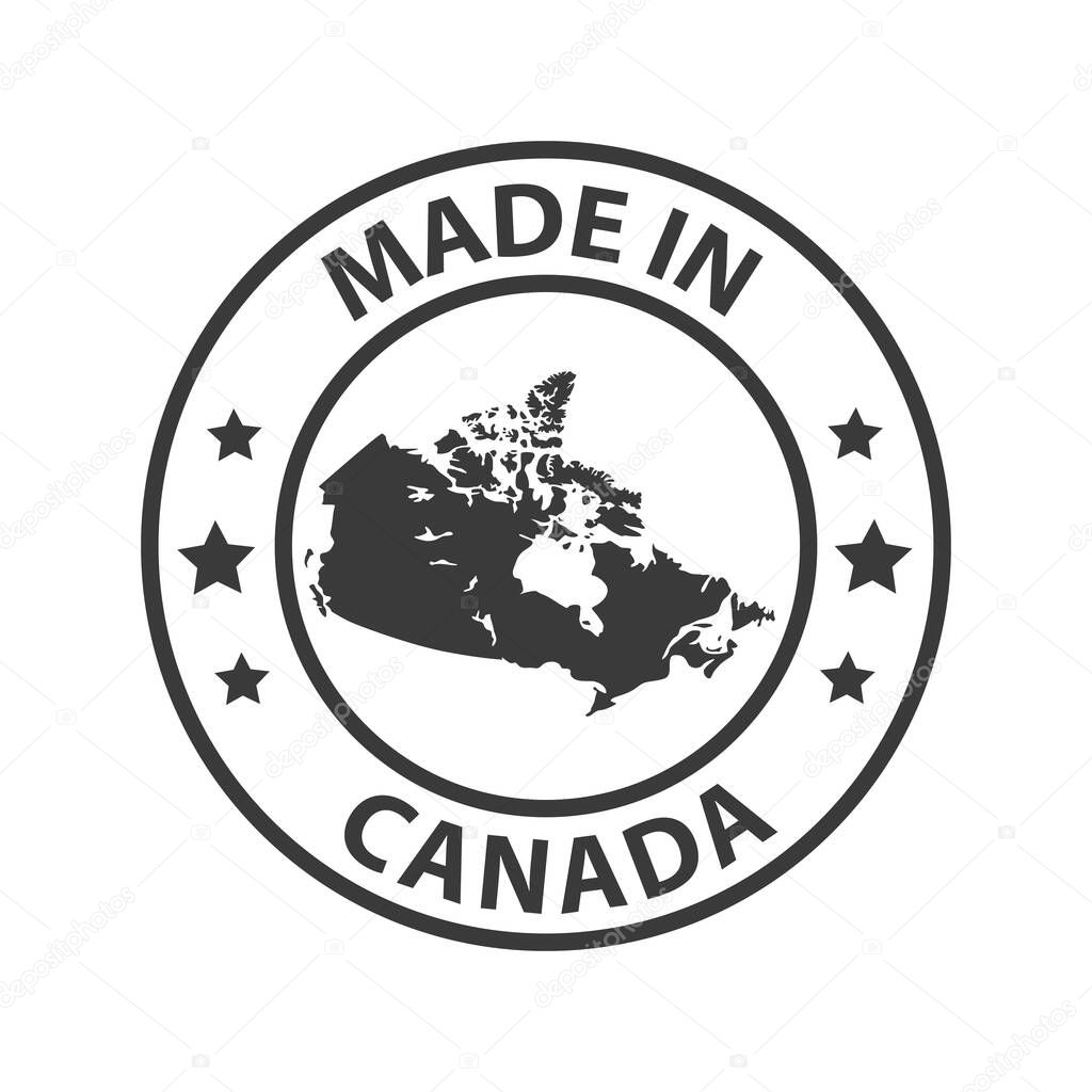 Made in Canada icon. Stamp made in with country map