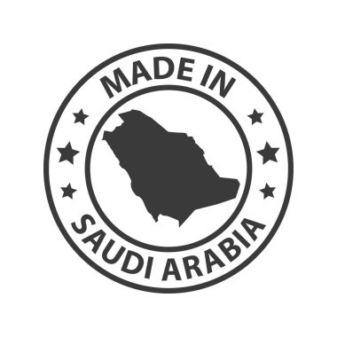 Suudi Arabistan ikonundan yapılmış. Pul etiketi. Vektör illüstrasyonu
