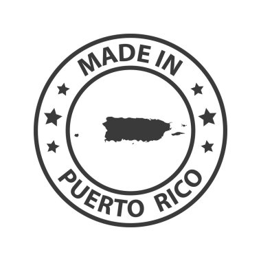 Porto Riko ikonundan yapılmış. Pul etiketi. Vektör illüstrasyonu