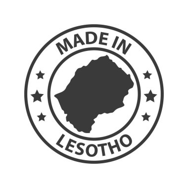 Lesotho ikonundan yapılmış. Pul etiketi. Vektör illüstrasyonu