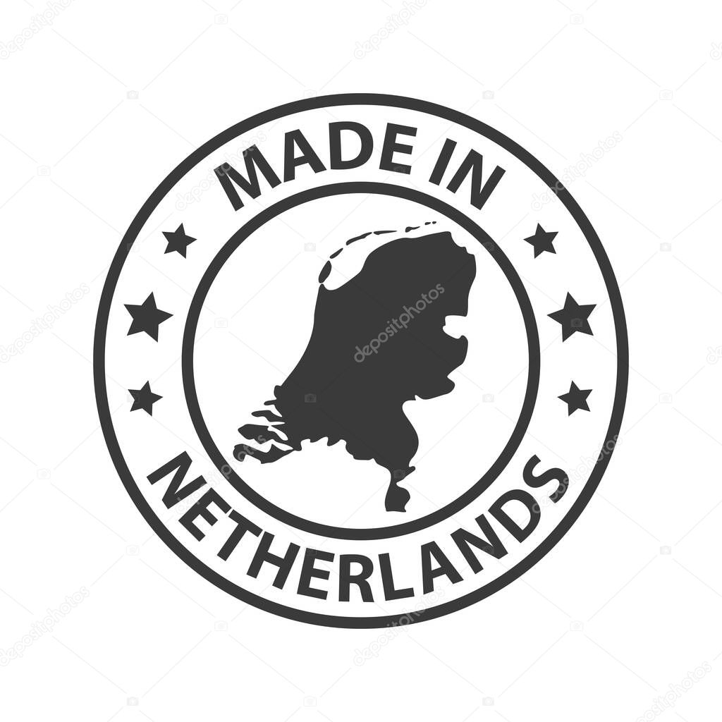 Made in Netherlands icon. Stamp made in with country map