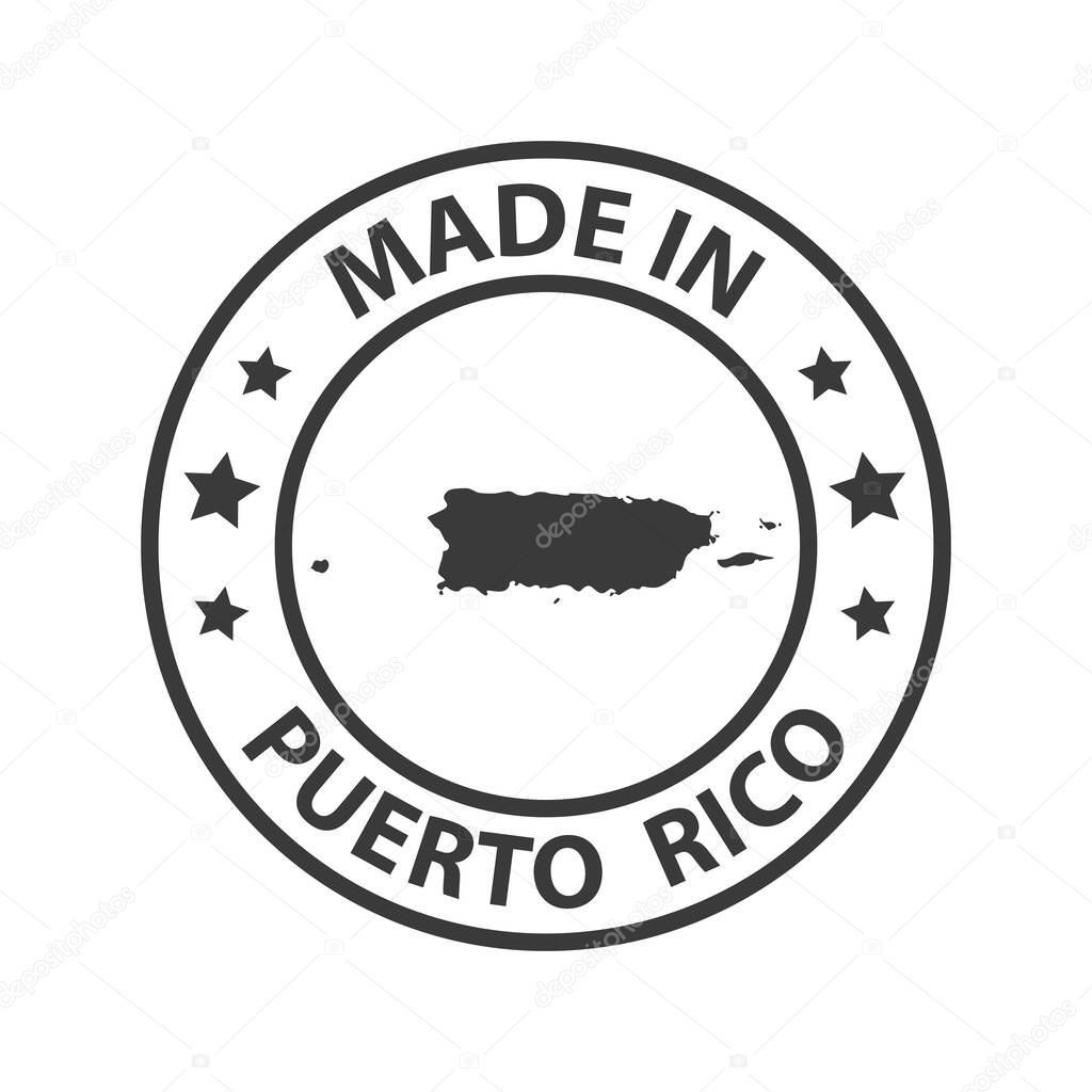 Made in Puerto Rico icon. Stamp made in with country map