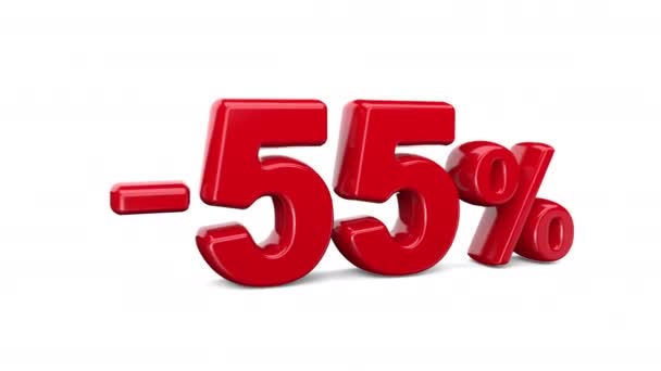 Fünfundfünfzig Prozent Rabatt Auf Weißem Hintergrund Sonderangebot Tolles Angebot Verkauf — Stockvideo
