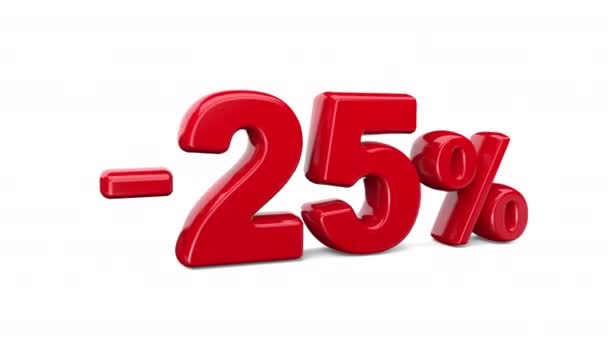 Fünfundzwanzig Prozent Rabatt Auf Weißem Hintergrund Sonderangebot Tolles Angebot Verkauf — Stockvideo