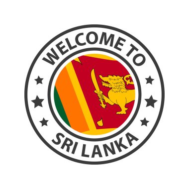 Sri Lanka 'ya hoş geldiniz. Hoş geldin ikonları koleksiyonu. Dalgalanan ülke bayrağıyla damgalayın