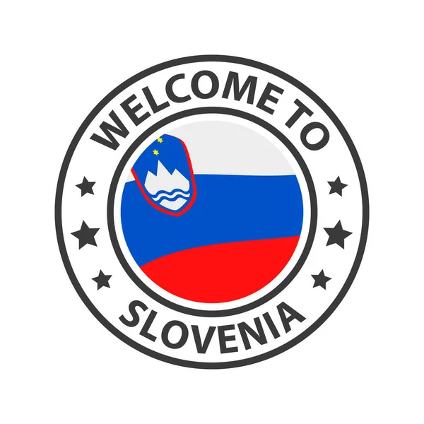 Welcome Slovenia Collection Welcome Icons Stamp Welcome Waving Country Flag — Stock Vector