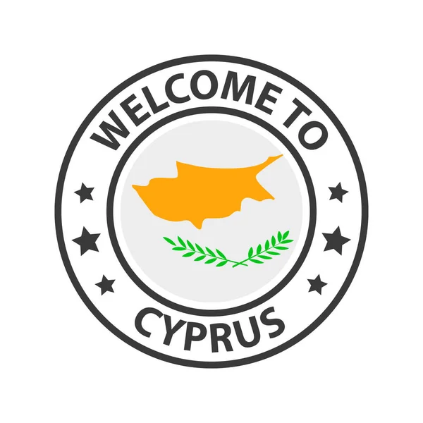 Welkom Cyprus Verzameling Van Welkomsticonen Stempel Welkom Bij Met Zwaaiende — Stockvector