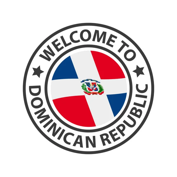 Bienvenidos República Dominicana Colección Iconos Bienvenida Sello Bienvenido Con Bandera — Vector de stock