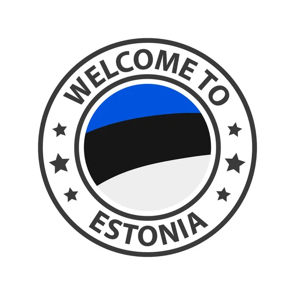 에스토니아에 환영한다 아이콘 컬렉션 흔들고 국기에 환영합니다 — 스톡 벡터